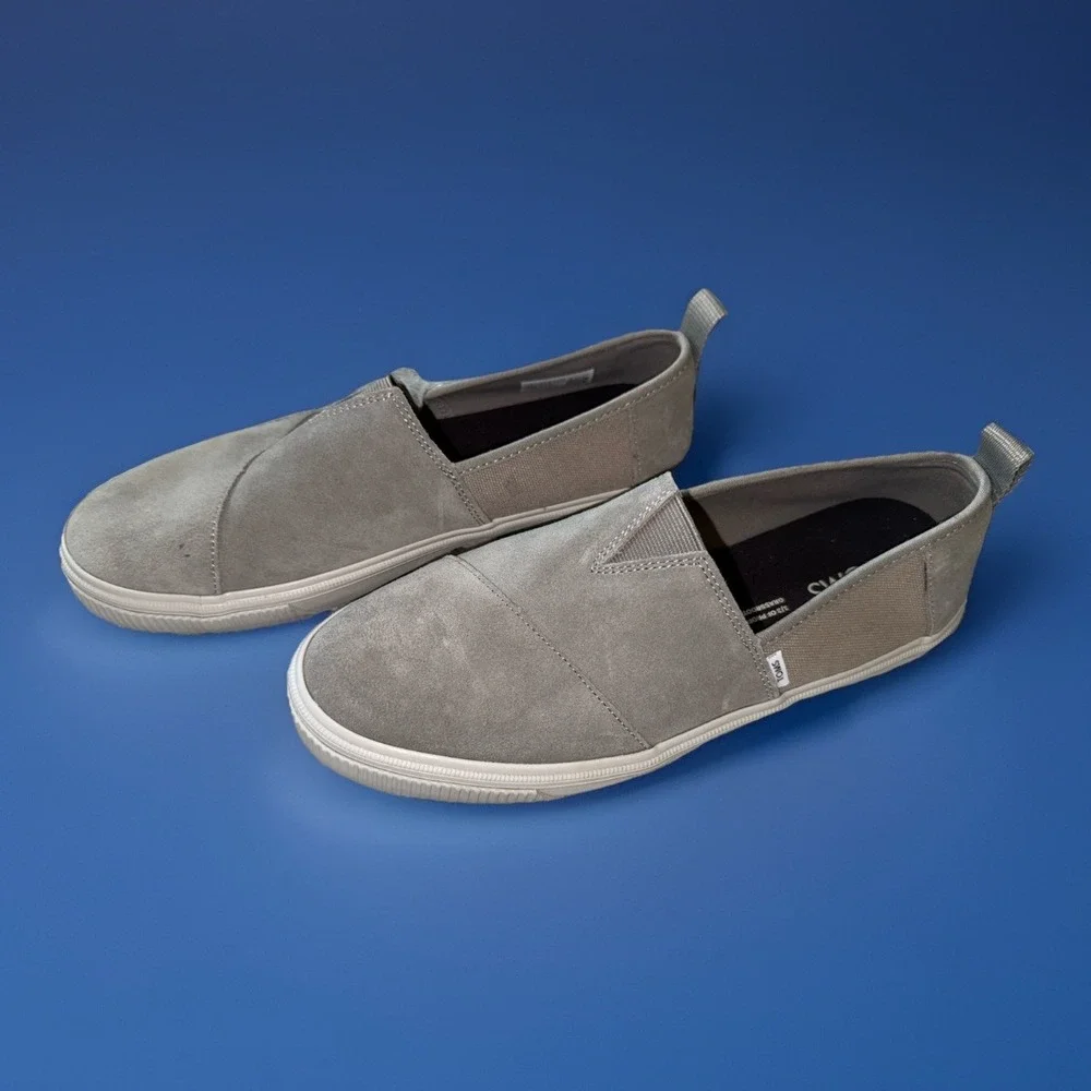 Toms Shoes‎ Mens 8.5 Alpargata Flats Slip On Gray Canvas Round Toe Comfort